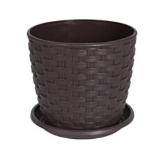 Горшок Алеана Ротанг с подставкой 114055 12*11 см темно-коричневый - фото