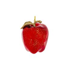 Елочная игрушка стеклянная BonaDi Яблоко в глиттере NY29-517 8,6 см красная - фото