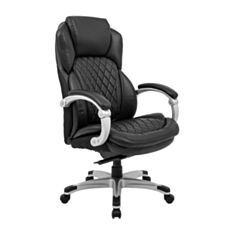 Кресло для руководителя Richman Премио М-2 Кожа Силвер черное - фото