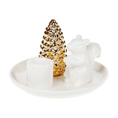 Підсвічник-композиція Білка з шишкою BonaDi 727-183 13,5 см - фото