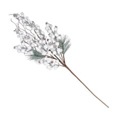 Декоративна новорічна гілка з хвоєю і білими ягодами Bonadi 901-088 - фото