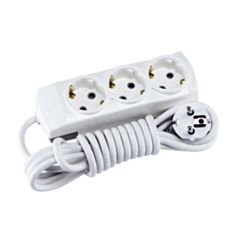 Подовжувач Violux 920430 3 гнізда 2 м з заземленням білий - фото