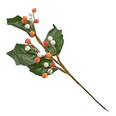 Декоративна новорічна гілка пластикова БД 145-282 25 см, червоно-біла - фото