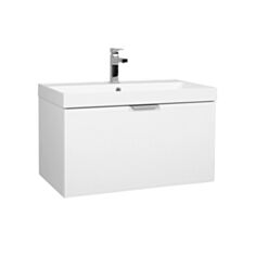 Тумба Aqua Rodos Fabio консольная белая с умывальником Fabio 80 см - фото