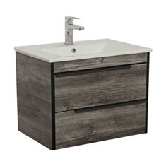 Тумба Aqua Rodos Loft-Neo консольная дуб морас с умывальником Arte 75 см - фото