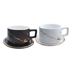 Чашка з блюдцем Olens Золотий мармур О8030-123 250 мл - фото