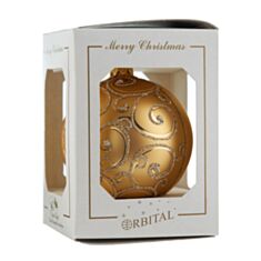 Ялинкова іграшка скляна ручної роботи "Д-175-2" Orbital 8 см золота матова - фото