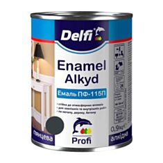 Емаль алкідна Delfi ПФ-115 темно-сіра 0,9 кг - фото