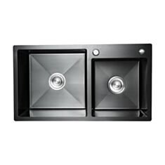 Кухонная мойка Platinum Handmade PVD 78*48 см черная - фото