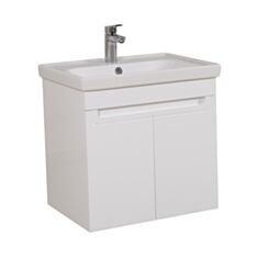 Тумба Aqua Rodos Омега консольна біла з умивальником Frame 60 см - фото