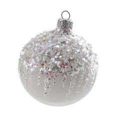 Ялинкова іграшка скляна ручної роботи "Д-215" Orbital 80 мм порцеляна біла - фото