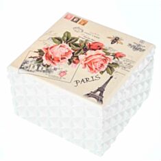 Дерев'яна скринька "Троянда Париж" 121TP 12*12*8 см - фото