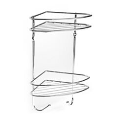 Полиця для ванни кутова AWD 2080047 2 ярусна з гачками - фото