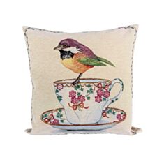 Наволочка гобеленова LiMaso NG08 Пташка на чашці 45*45 см - фото
