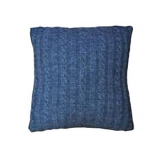 Наволочка вязаная Прованс Soft косы 45*45 темно-синяя - фото