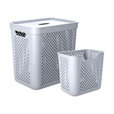 Корзина для белья Алеана Simple 171038 с органайзером 35 л серый  - фото