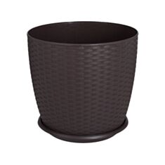 Горшок Алеана Ротанг с подставкой 30*27,5 см темно-коричневый - фото