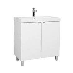 Тумба Aqua Rodos Fabio белая матовая с умывальником Fabio 80 см - фото