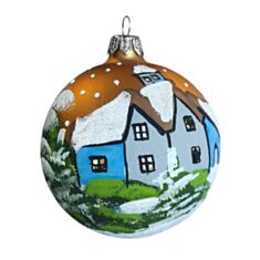 Елочная игрушка стеклянная ручной работы "М-382" Orbital 100 мм - фото