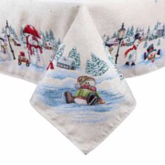 Скатерть новогодняя гобеленовая Limaso RUNNER1062-240 Снеговики-затейники 137*240 см - фото