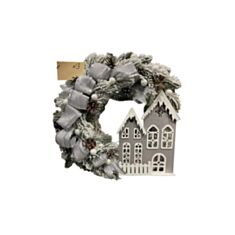 Вінок новорічний з декором Dashuri Срібний будинок №3 - фото