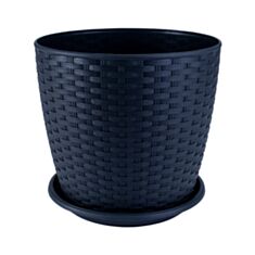 Горшок Алеана Ротанг с подставкой 114058 24*22 см гранит - фото