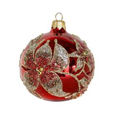 Елочная игрушка стеклянная ручной работы Orbital Д-188 8 см красная - фото