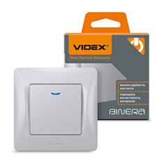 Вимикач одноклавішний VIDEX Binera VF-BNSW1L-SS з підсвіткою срібний шовк - фото
