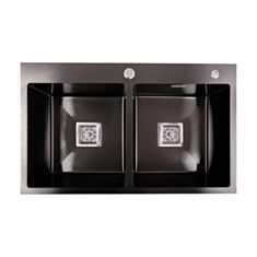 Кухонная мойка Platinum Handmade 78*43 см черная - фото