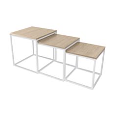 Столик журнальний Метал-Дизайн Кубо 3 в 1 вествуд/білий - фото