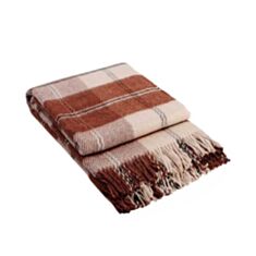 Плед вовняний Vladi Ельф 112541 200*220 біло-теракотово-коричневий №3 - фото