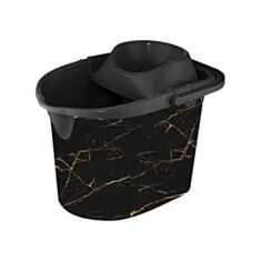 Відро з віджимом Elif Plastik Decor OZER-D-012 14 л чорний мармур - фото