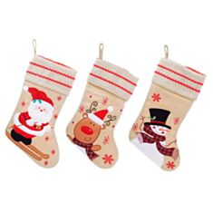 Новорічний чобіток для подарунків БД 833-100 45см 3 дизайни, бежевий - фото