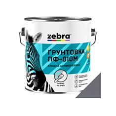 Грунтовка антикорозійна Зебра ПФ-010М темно-сіра 0,9 кг - фото