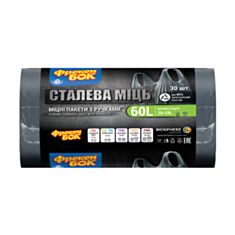 Мішки для сміття Фрекен Бок Cталева Міць з ручками 60 л 30 шт - фото