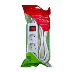 Сетевой фильтр-удлинитель Euroelectric Simple EE-103-2М Х3 3 гнезда 2 м - фото
