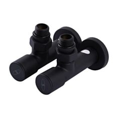 Кран вентильний для радіаторів Solomon Lux Black кутовий 1/2" 2 шт - фото