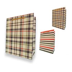 Пакет подарочный Гулливер Полоска и клетка 280211 крафтовый 45 см - фото