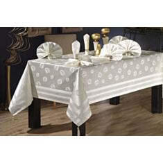 Скатертина Leno Bordur жаккард 160*220 Білий - фото