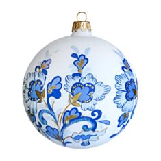Елочная игрушка стеклянная ручной работы Orbital Д-431 10 см синяя - фото
