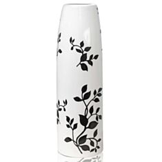 Ваза Eterna 2106 белая с черным листьем 12,5*12,5*39 см - фото