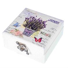 Деревянная шкатулка "Лаванда в корзине" 129TP 11*11*6 см - фото