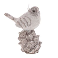 Игрушка на елку Птичка на шишке BonaDi K07-405 10,5 см - фото