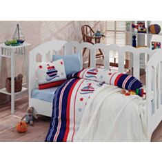 Комплект постільної білизни Cotton Box BEBEK Denizci Blue 100 * 150 +плед - фото