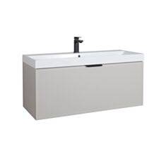 Тумба Aqua Rodos Fabio консольная кашемир/черная ручка с умывальником Fabio 100 см - фото