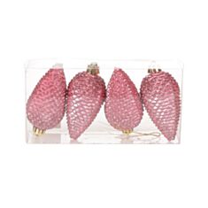 Набор елочных украшений Шишки БД 147-742 4 шт 8 см, розовый бархат - фото