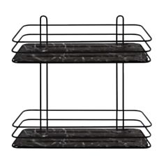 Полиця для ванни подвійна Arino чорний мармур - фото