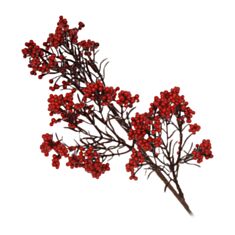 Декоративна новорічна засніжена гілка з червоними ягодами BonaDi 839-983 67 см  - фото