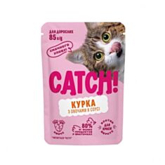 Корм для дорослих котів Catch! Курка з овочами в соусі 85 г - фото