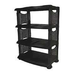 Полиця для взуття R-Plastic Ротанг 4-рівнів 34*57*85 см чорна - фото